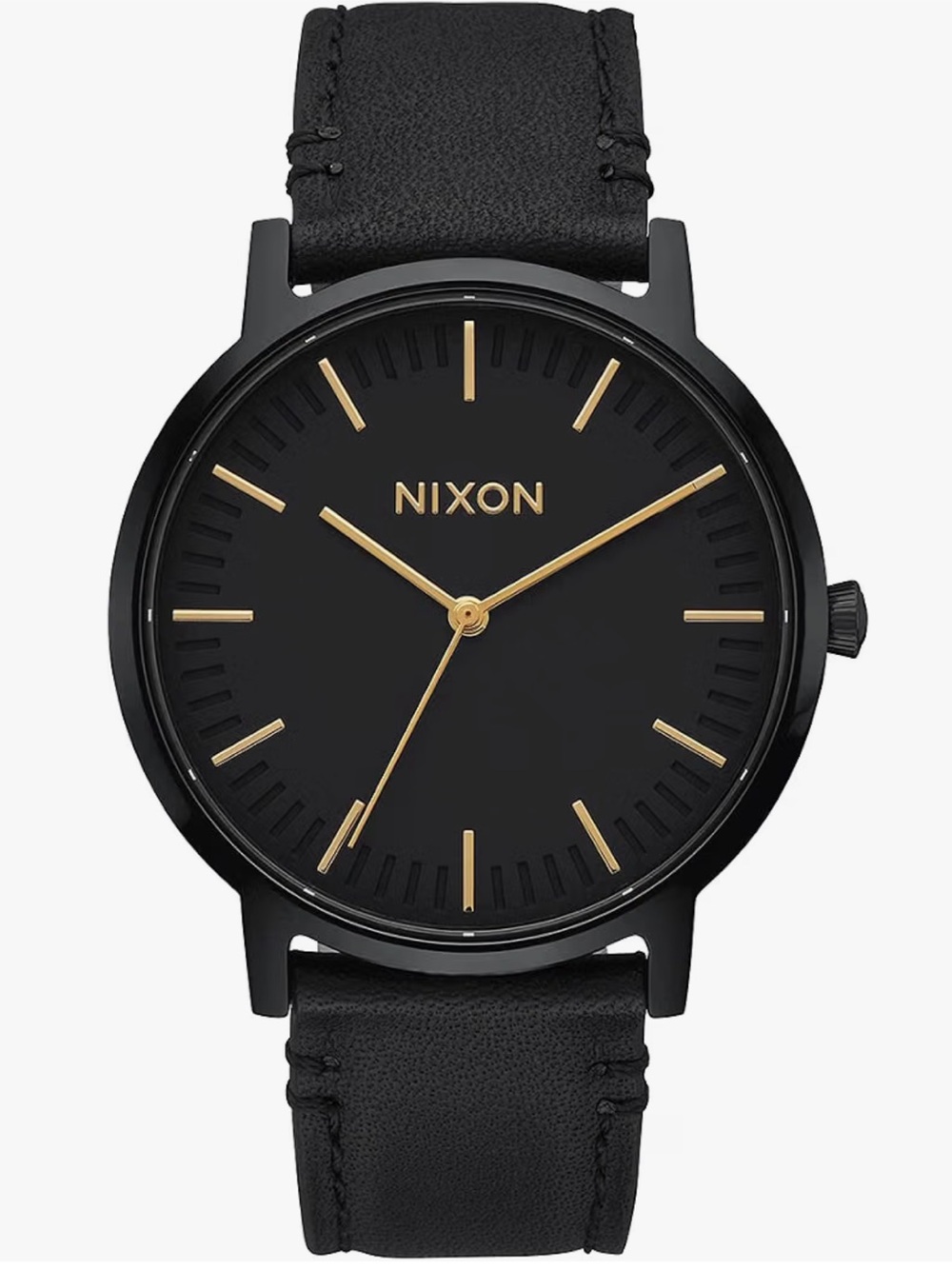 Nixon Black Watch with Gold Accents Leather Strap